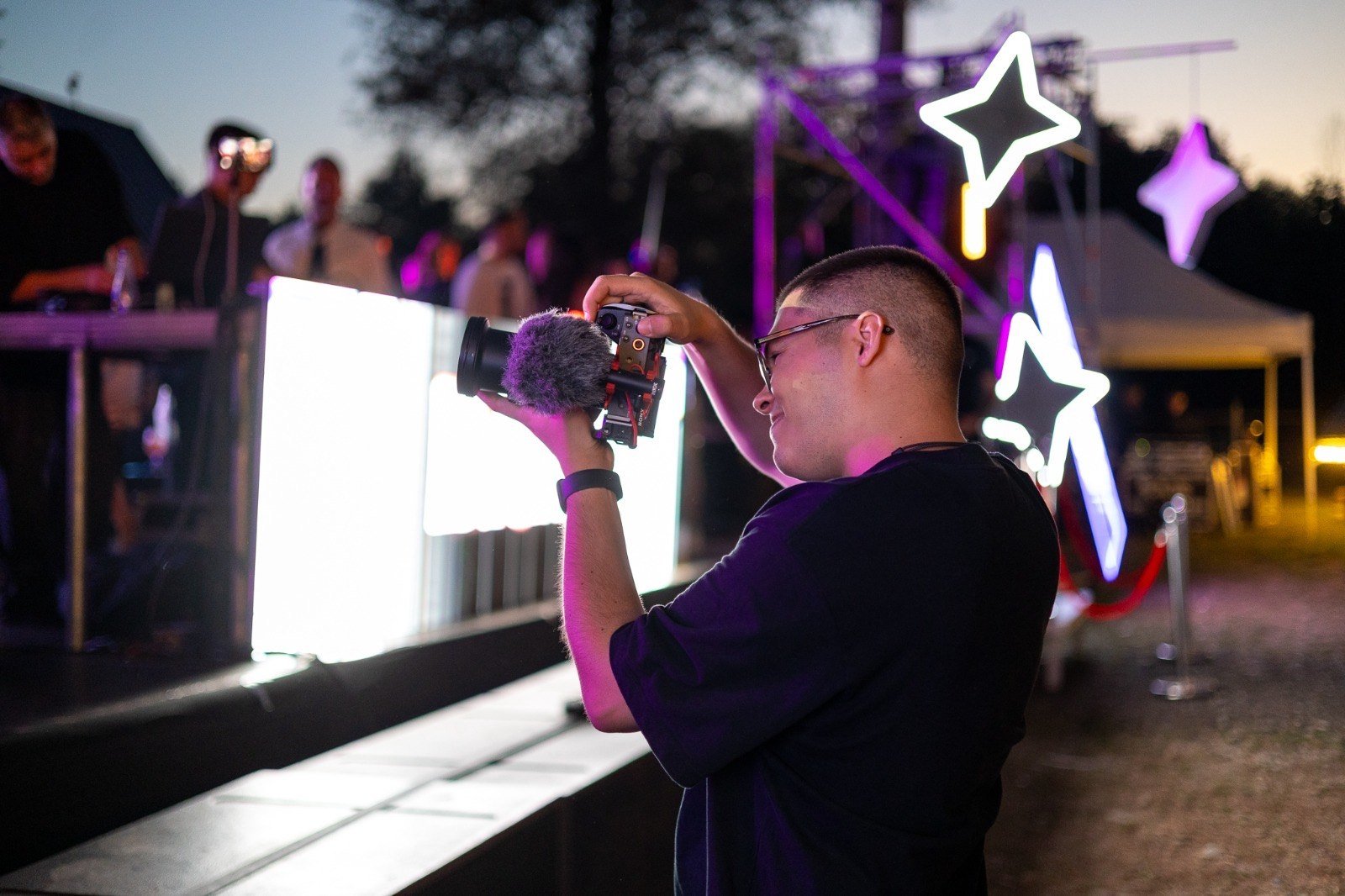 Sebastian Mirea filming an event